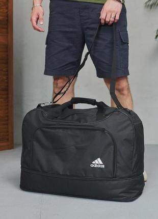 Большая дорожная сумка adidas, черная, спортивная сумка адидас, для вещей