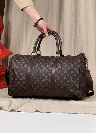 Сумка дорожная louis vuitton коричневая, кожаная, луи витон