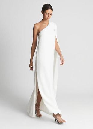 Вечернее платье макси свадебное белое на одно плечо2 фото