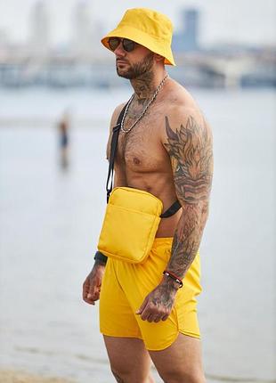 Барсетка желтая без логотипа, мужская сумка на плечо