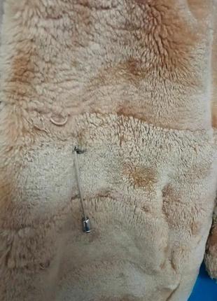 Шуба лама натуральная стриженая поперечка рыжая8 фото