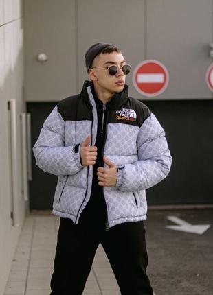 Куртка пухова tnf gucci сіра