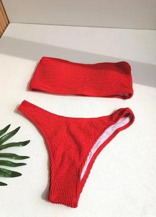 Купальник червоний жатий без брителей