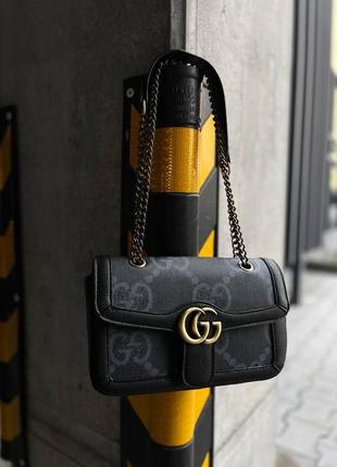 Сумка в стилі gucci / gucci marmount black/blue