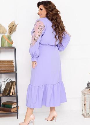 Платье большого размера so stylem с оборками лиловое3 фото