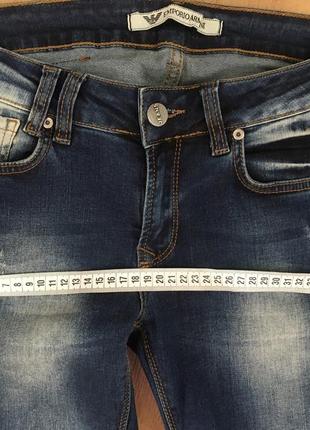 Крутые тёртые , синие джинсы armani! 29 размер!6 фото