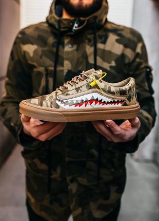 Кросівки кеді bape x vans old skool brown camo кросівки, кеди