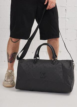 Большая сумка louis vuitton, черная, кожаная, для вещей, путешествий луи витон