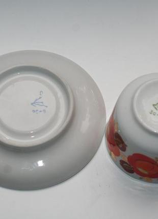 Чашка і блюдце городниця, 70-80 ті фарфор ссср від сервізу3 фото