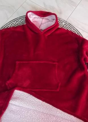 ( 54 / 56 р ) флисовый худи свитер кофта на меху женская с капюшоном большой размер батал оверсайз б5 фото