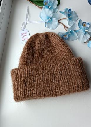 Шапка такорі мохерова обьемна шапка отворотом