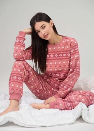 Флісова тепла новорічна піжама s, m, l, xl