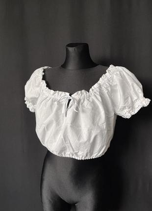 Hannah біла коротка блузка-драндль кроп-топ