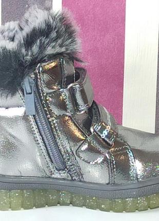 Зимние ботинки на овчине дутики для девочки клиби clibee 220 серебряные 23,24,256 фото