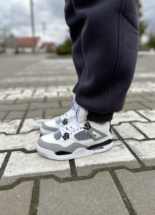 Зимові кросівки nike air jordan 4 white grey black fur