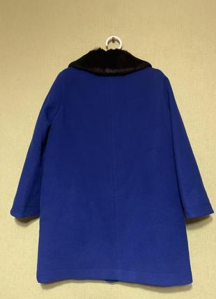 Синее пальто для девочки с мехом2 фото