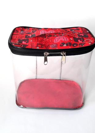 Прозора силіконова сумка-косметичка чорна3 фото