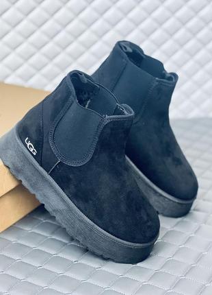 Челси черные угги на платформе женские ugg челси зима10 фото