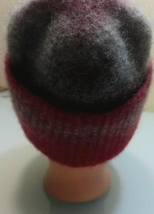 Вязано-валяная женская шапка-бини с эффектом градиента, 100% шерсть3 фото
