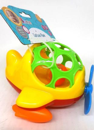 Погремушка вертоліт з селіконовою вставкою, 15*9см, тм bam bam, польща