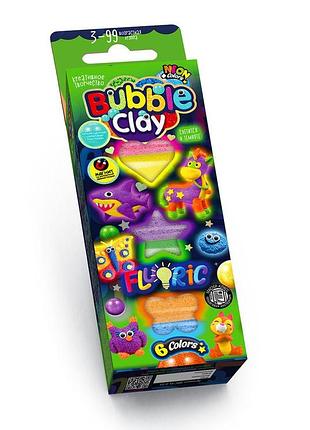 Кульковий пластилін "bubble clay" fluoric, 6 кольорів, рос, в кор. 16*6*2см (30шт)