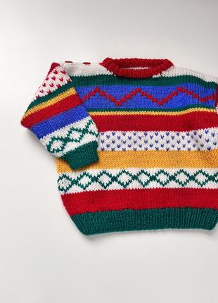 Стильная новогодняя вязаная кофточка, свитер, на 6-9 месяцев2 фото