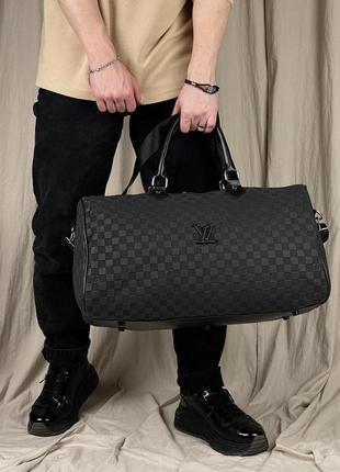 Сумка дорожная / спортивная louis vuitton, черная большая, для путишествий, луи витон