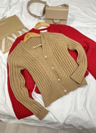 Теплый кардиган в рубчик zara