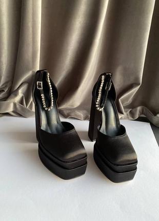 Туфли, черные, атлас2 фото