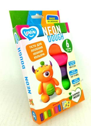 Набір для ліплення з тістом 6 кольорів neon tm lovin, в кор. 18*10*2см