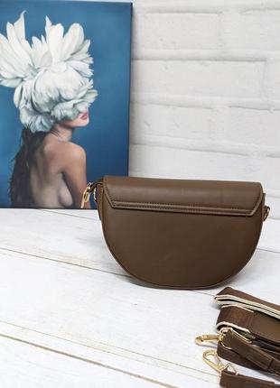 Кожаная женская сумочка сумка багет кроссбоди цвет коричневый5 фото