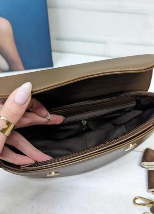 Кожаная женская сумочка сумка багет кроссбоди цвет коричневый6 фото