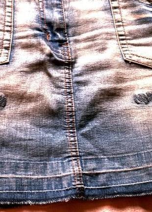 Юбка спідничка  джинсова а  - образного силуету , стрейчева, вишивка 🌸🌸🌸, 85 % cotton4 фото