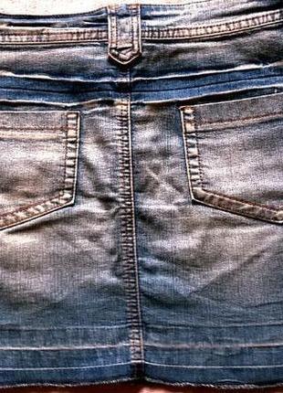 Юбка спідничка  джинсова а  - образного силуету , стрейчева, вишивка 🌸🌸🌸, 85 % cotton3 фото
