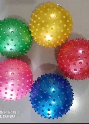 М'яч з шипами, гумовий 12см, 38 грам, ціна за уп. 10шт, 6 кольорів (500шт)