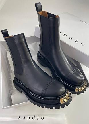 Сапоги зимние  кожа и овчина sandro