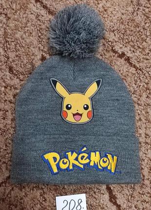 208. теплая детская шапка, для мальчика.  р. - на 1-6 мес