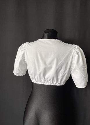 Белая короткая блузка дирндль кроп-топ хлопок2 фото