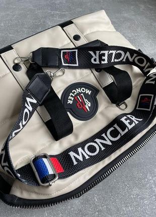 Светлый беж спортивная сумка бренда moncler puff женская в зал поездки монклер3 фото