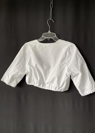 Белая короткая кроп-топ блузка дирндль хлопок4 фото