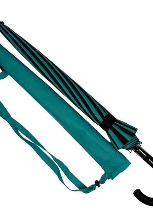 Женский зонт-трость на 16 спиц с контрастными секторами, полуавтомат от фирмы toprain, бирюзовый, 0616-102 фото