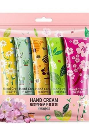 Подарочный набор кремов для рук images hand cream с цветочно-фруктовыми экстрактами 5*30 гр