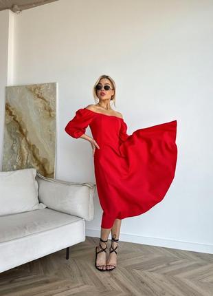 Сукня міді з пишними рукавами