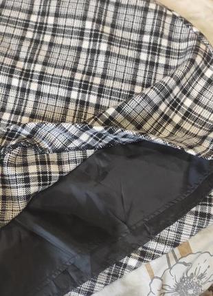 Теплая юбка твидовая в клетку с подкладкой женская мини3 фото