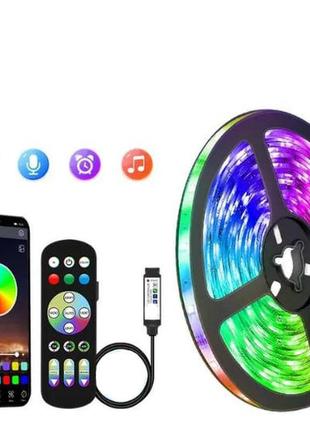 Світлодіодна led стрічка 10м з живленням від повербанка або usb, bluetooth, колір rgb, підключення до смартфона