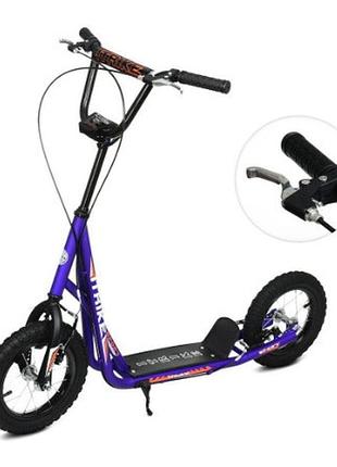 Самокат дорослий, сталь, 2кол-гума 12д, ручне гальмо, підніжка28-11см, синій (1шт)