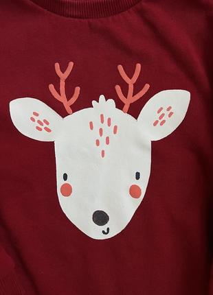 Свитшот на флисе рождественская кофта с оленем на 18-24 мес2 фото
