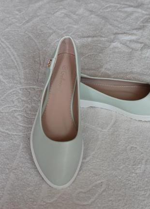 Нежные мятные балетки, туфли 37 размера на низком ходу