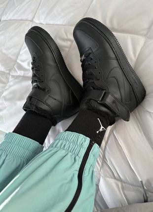 Зимние кроссовки air force black high fur4 фото