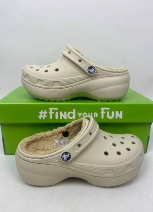 Утепленные кроксы crocs classic platform lined на платформе р. 36-403 фото